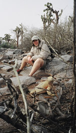 Tracey with iguana